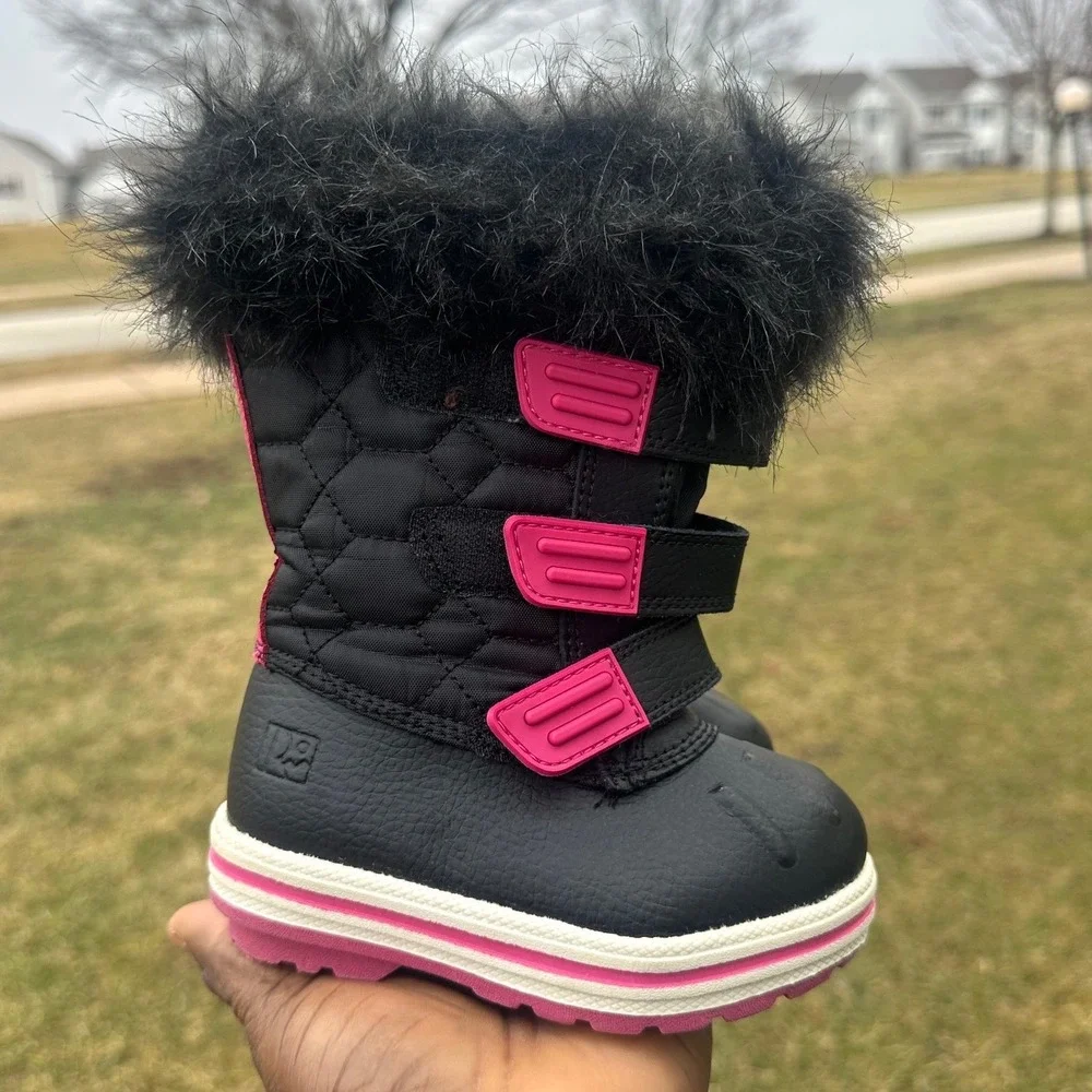 Rugged Outback Baby Girl Faux Fur Trimmed Snow Boots Size 5‎ Black